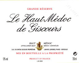 Le Haut-Medoc De Giscours label