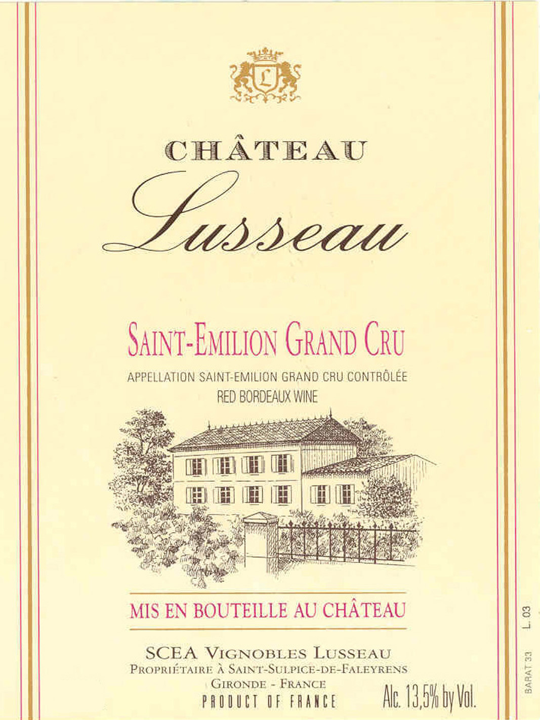 Chateau Lusseau label