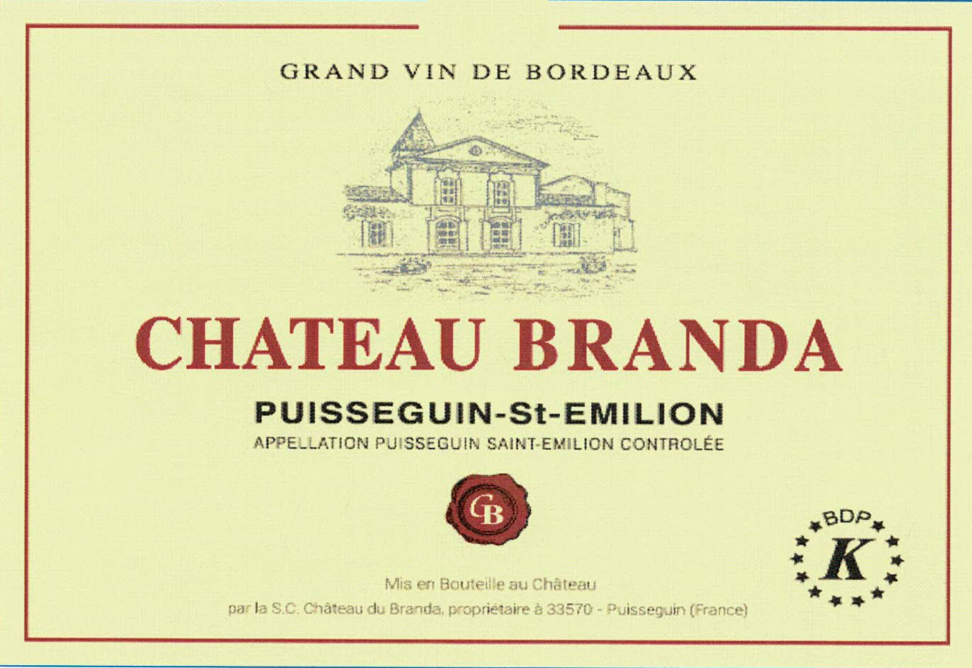 Chateau Branda label