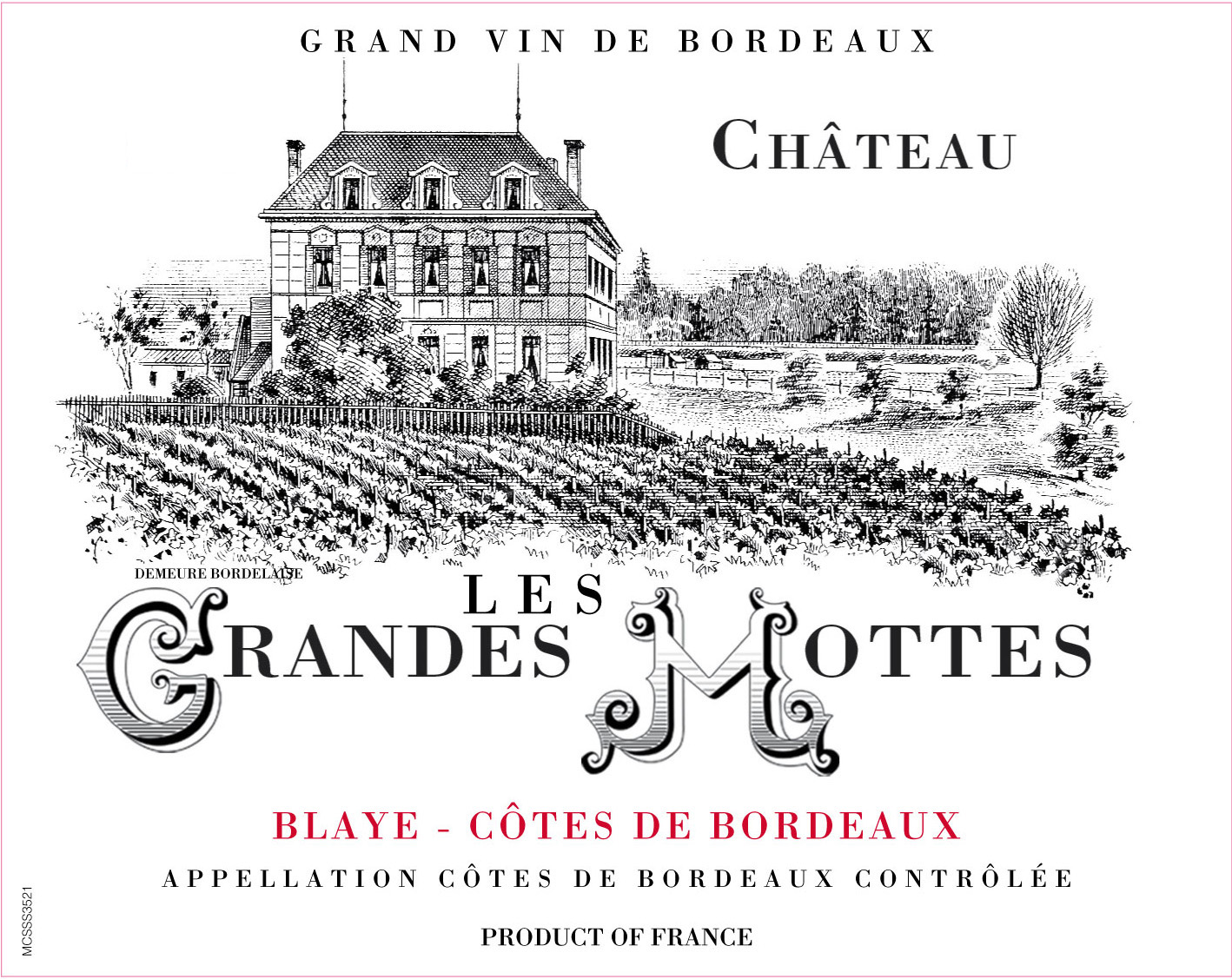 Chateau Les Grandes Mottes label
