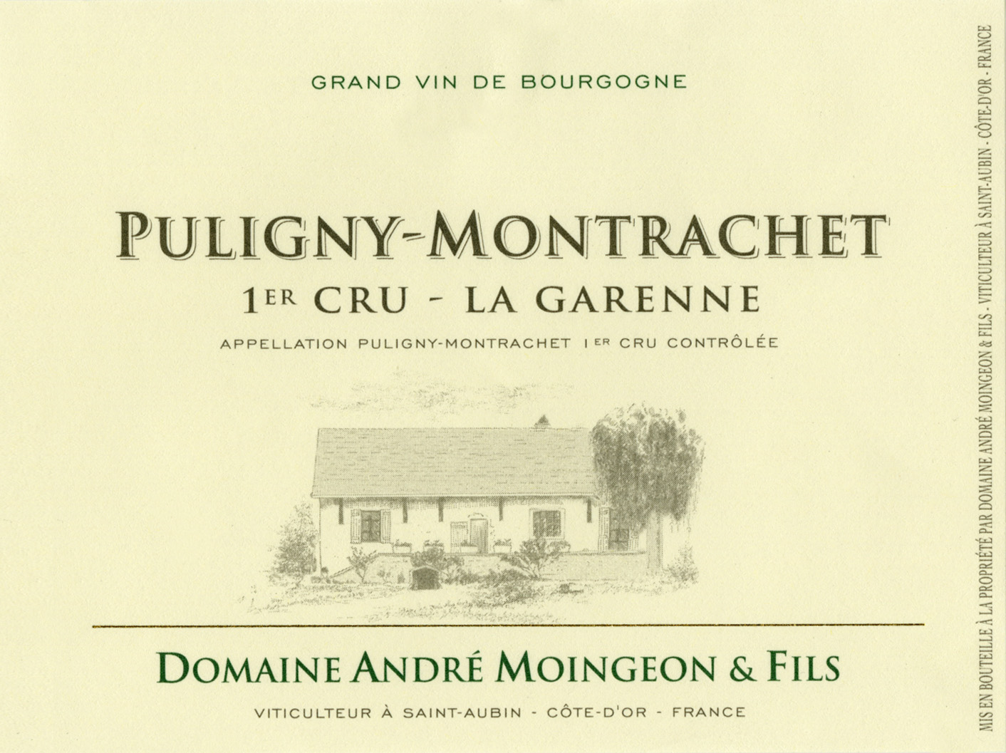 Domaine Andre Moingeon & Fils - 1er Cru - La Garenne label