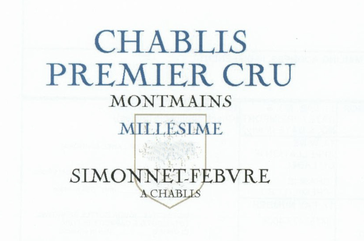 Simonnet Febvre - Chablis 1er Cru Montmains label