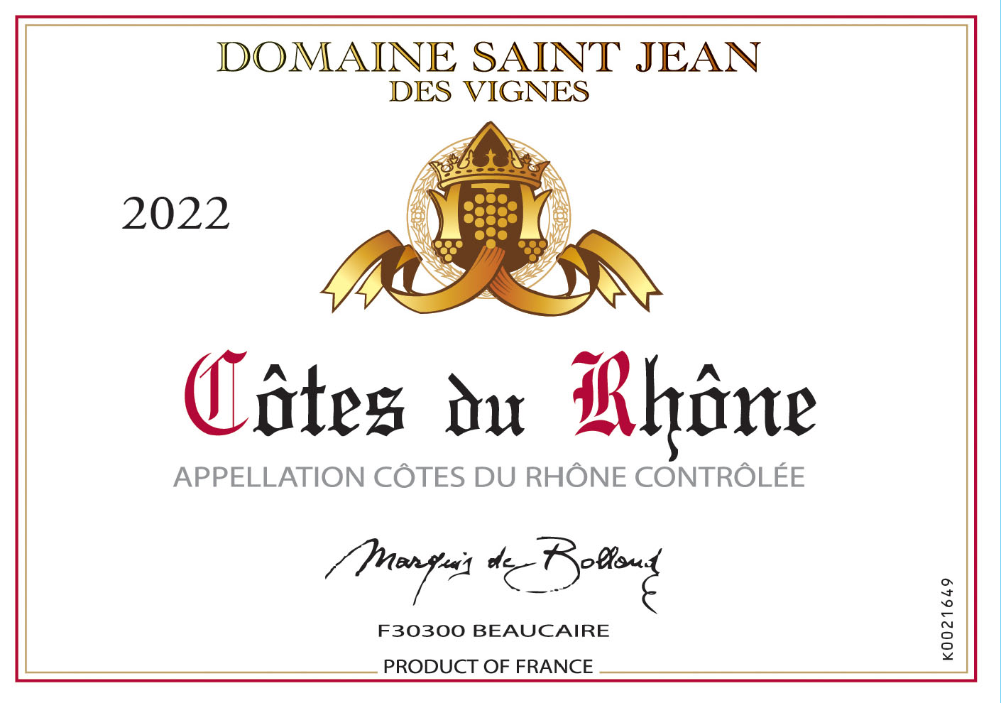 Domaine Saint Jean des Vignes label