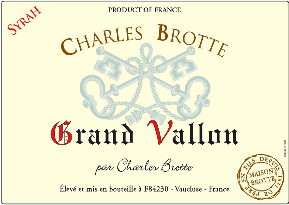 Charles Brotte - Grand Vallon Syrah label