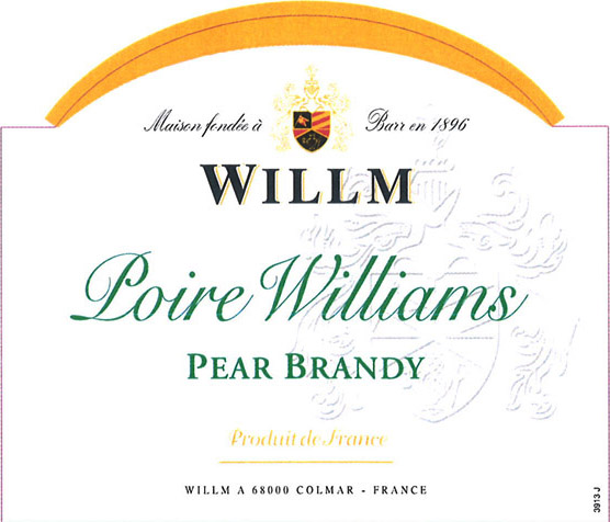 Willm - Poire Williams - Pear Brandy label