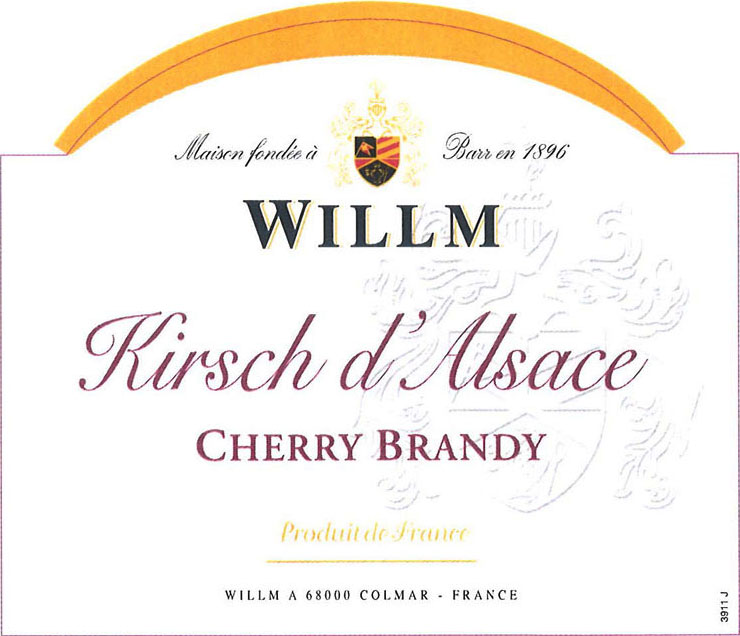 Willm - Kirsch d'Alsace - Cherry Brandy label