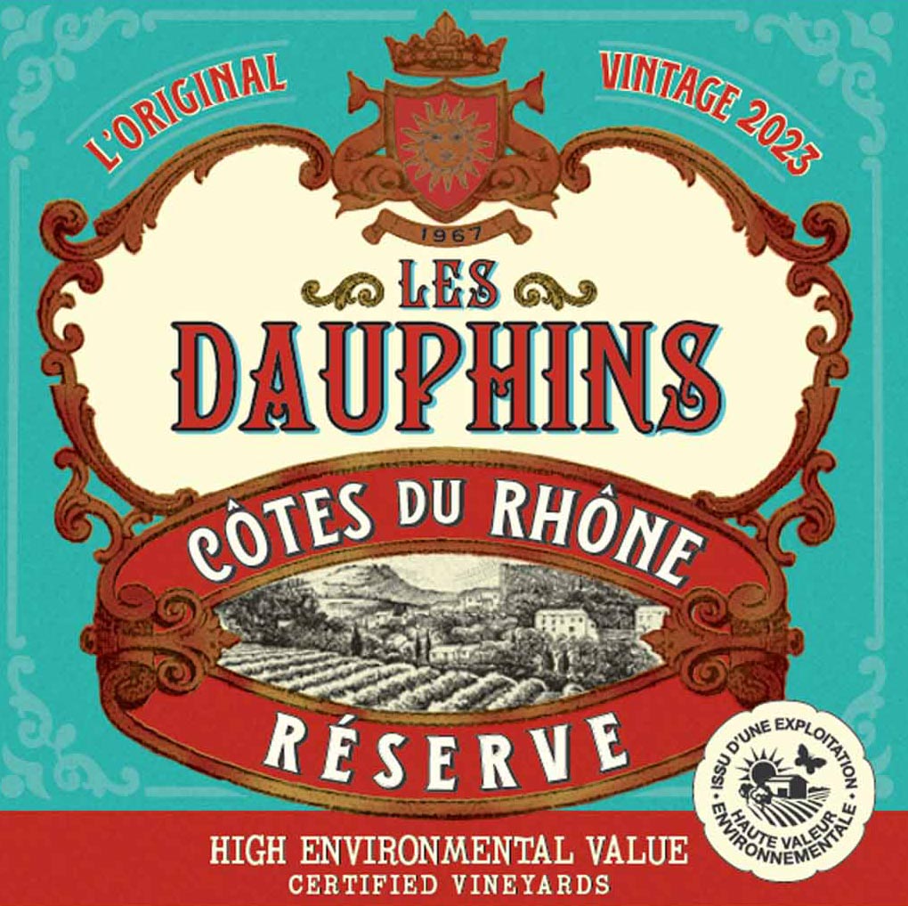 Les Dauphins - Cotes Du Rhone Rose Reserve label