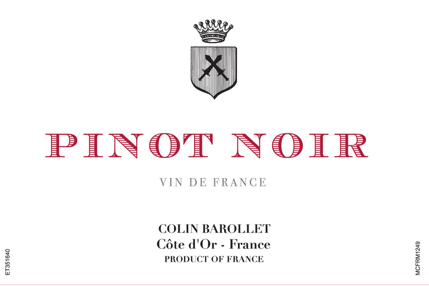 Colin Barollet - Pinot Noir label