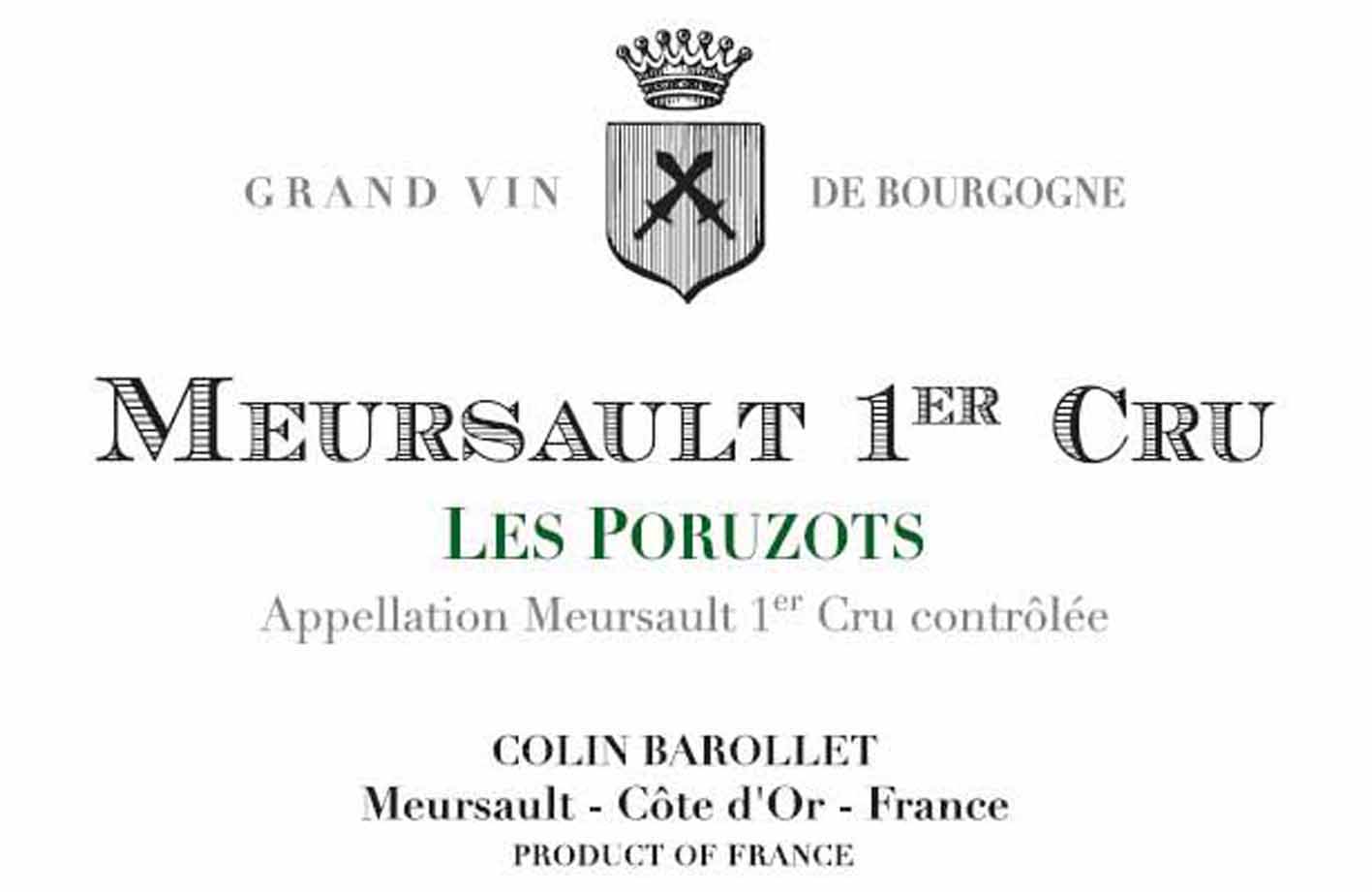 Colin Barollet - Meursault 1er Cru Les Poruzots label