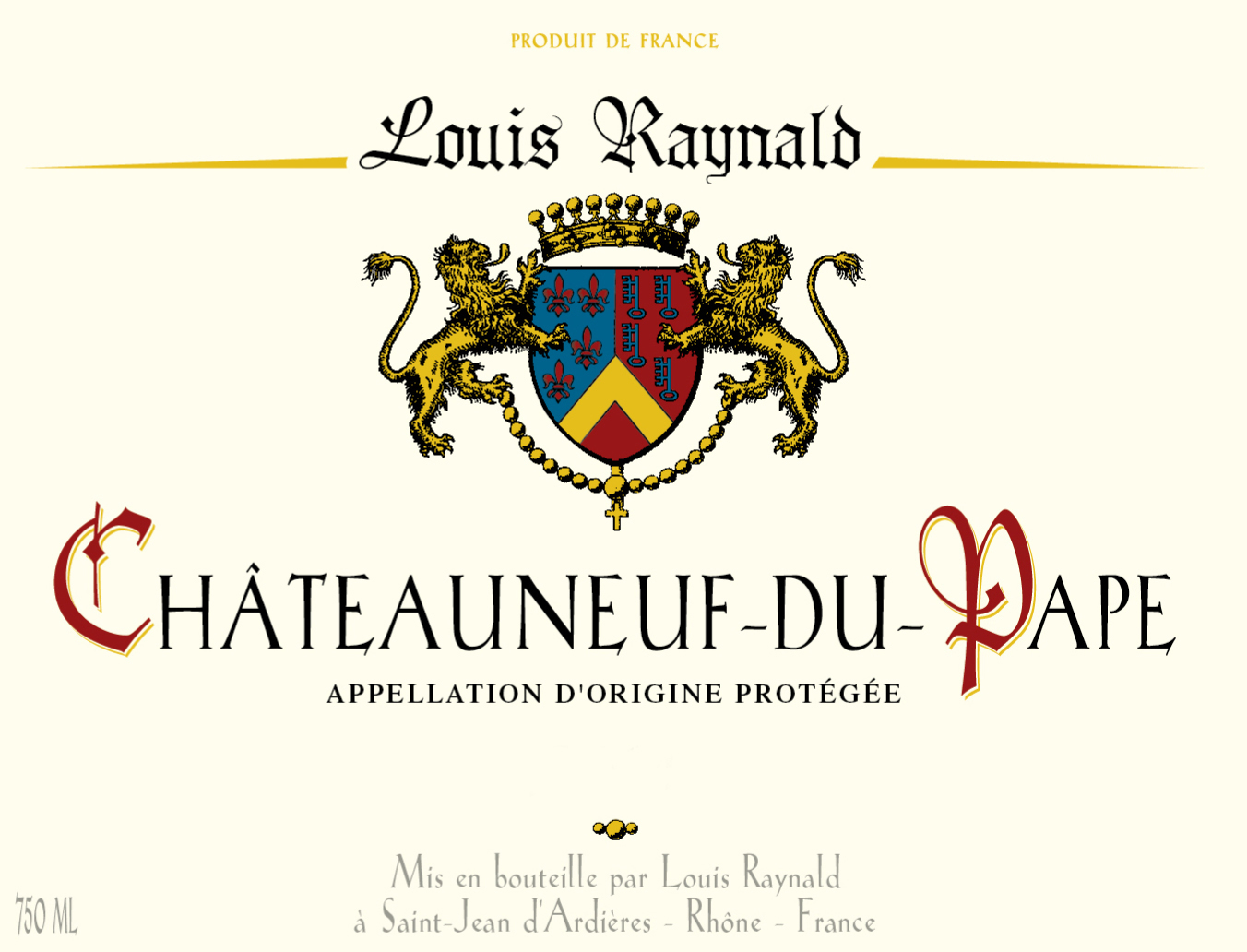 Louis Raynald - Chateauneuf Du Pape label