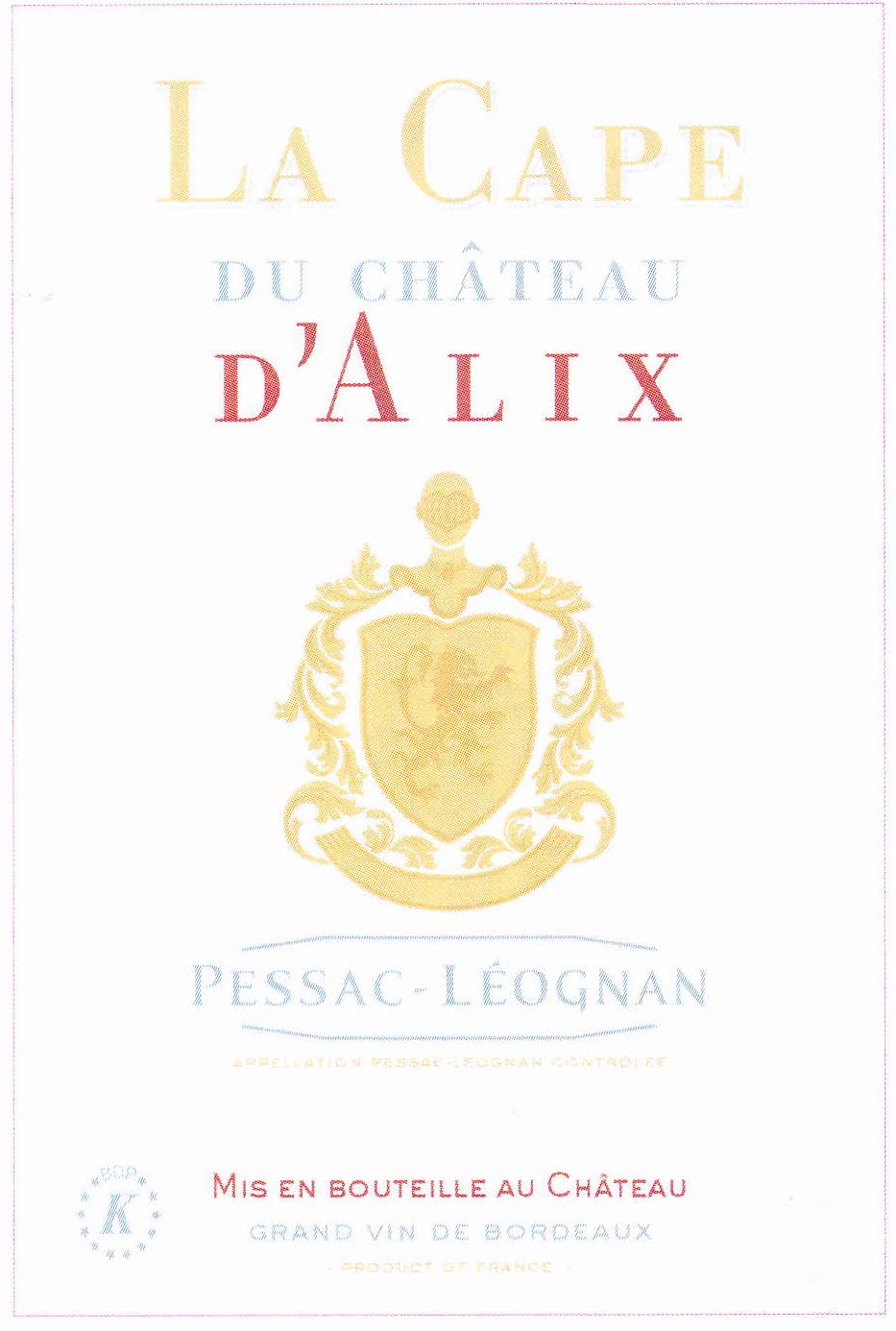 La Cape Du Chateau D'Alix label