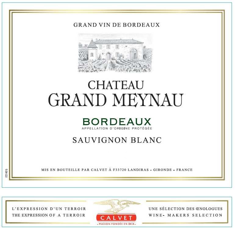 Calvet - Chateau Grand Meynau - Sauvignon Blanc label