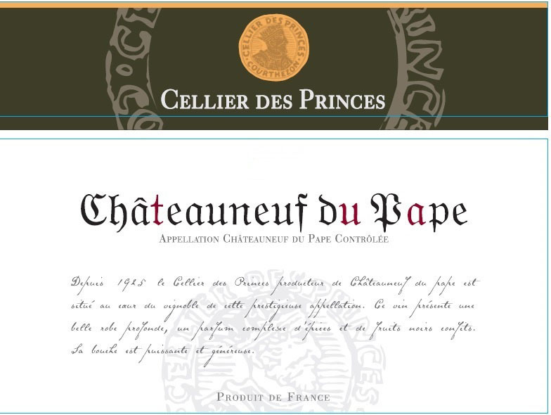 Cellier Des Princes - Chateauneuf Du Pape label