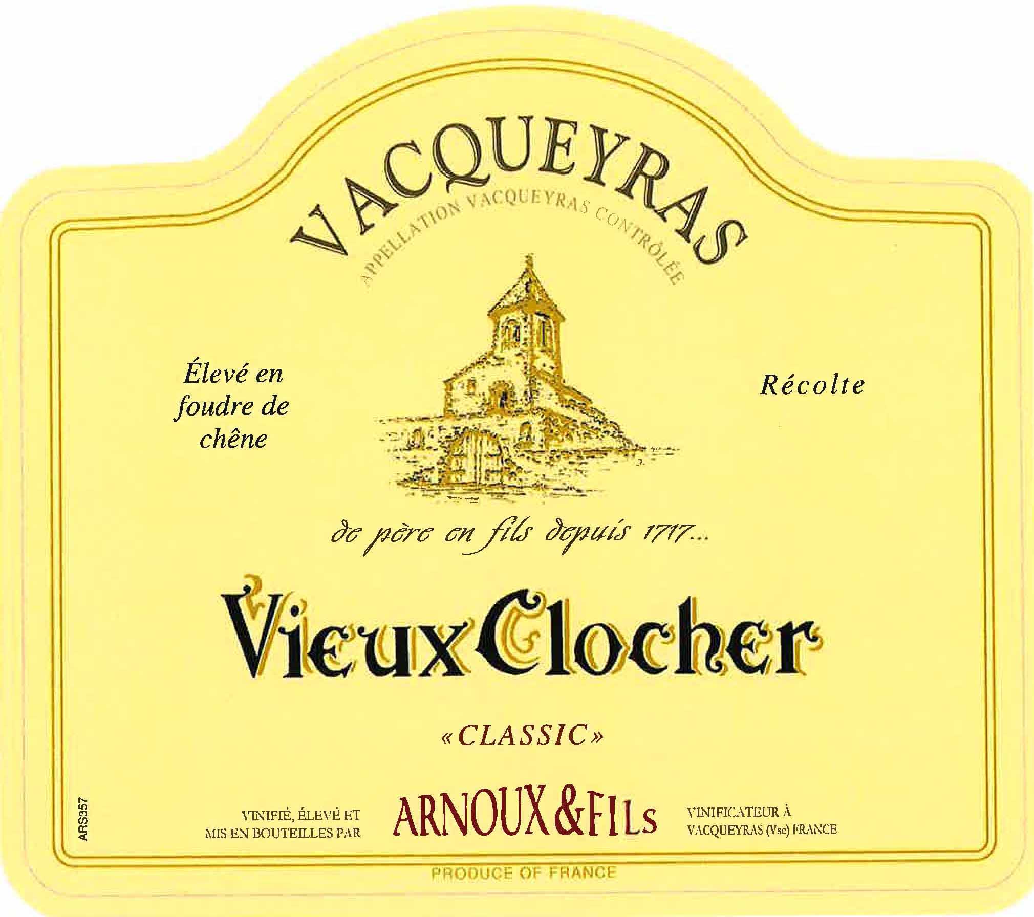 Arnoux & Fils - Vieux Clocher - Vacqueyras label