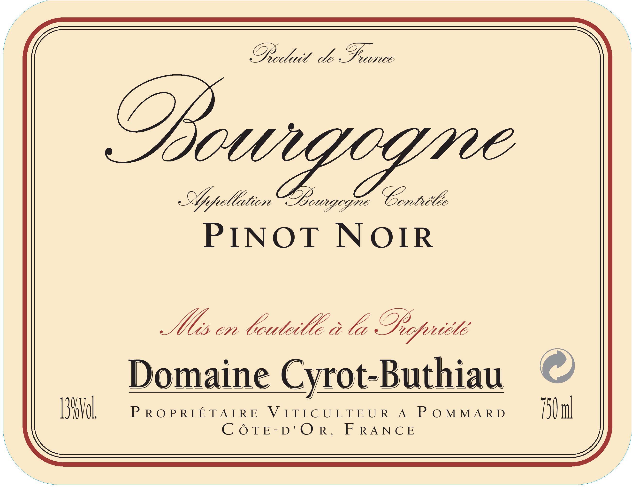 Domaine Cyrot-Buthiau - Pinot Noir label
