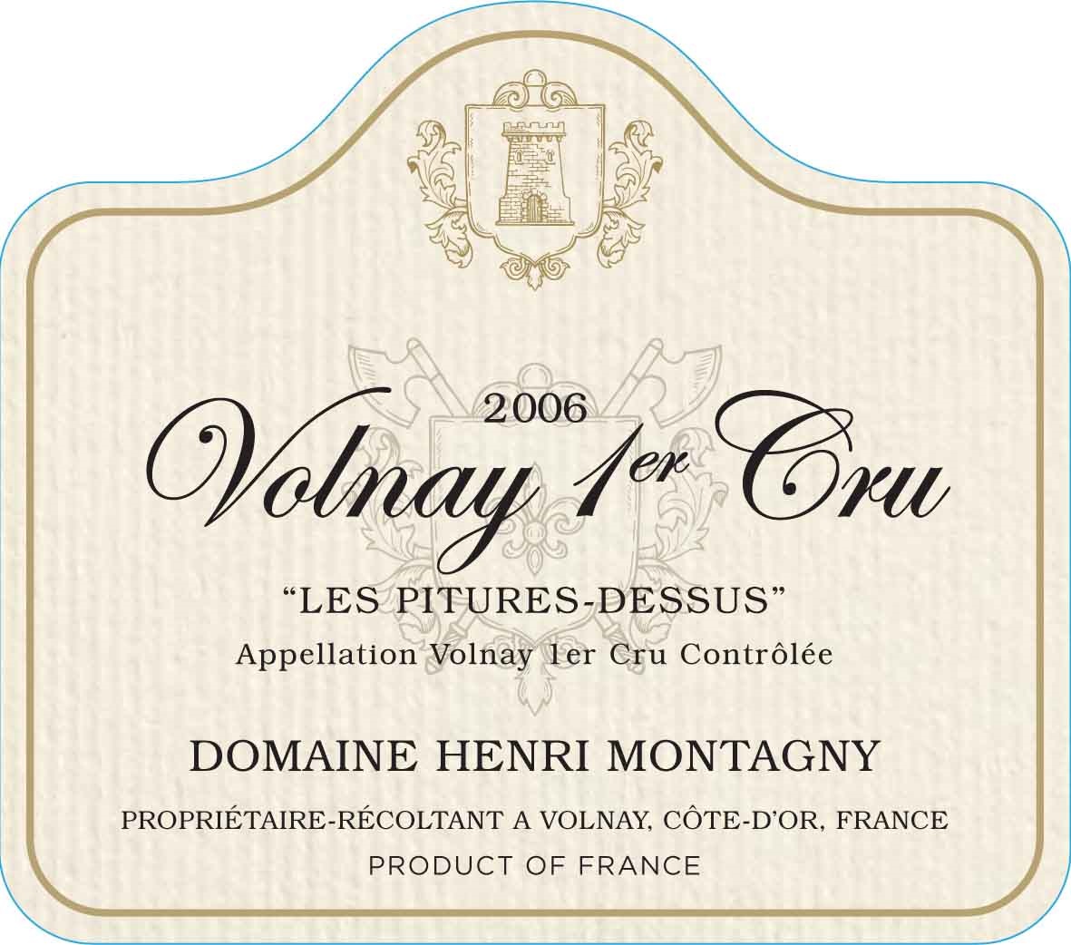 Domaine Henri Montagny Volnay 1er Cru - Les Pitures-Dessus label
