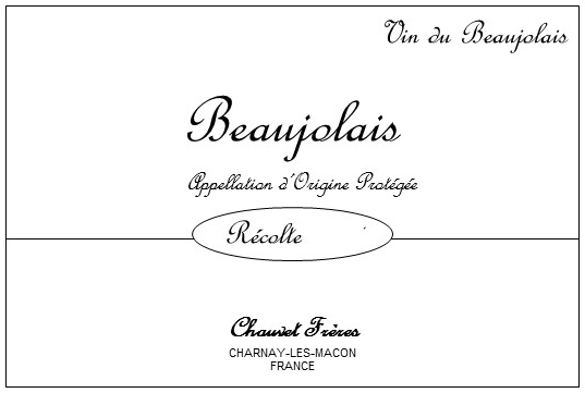 Chauvet Freres - Beaujolais Blanc label