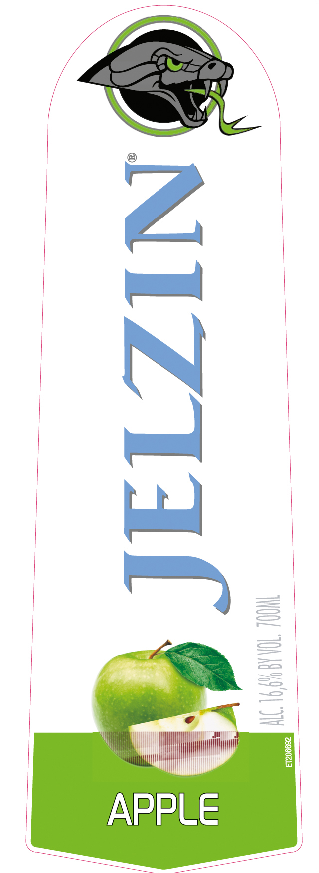 Jelzin - Vodka Green Apple Liquor label