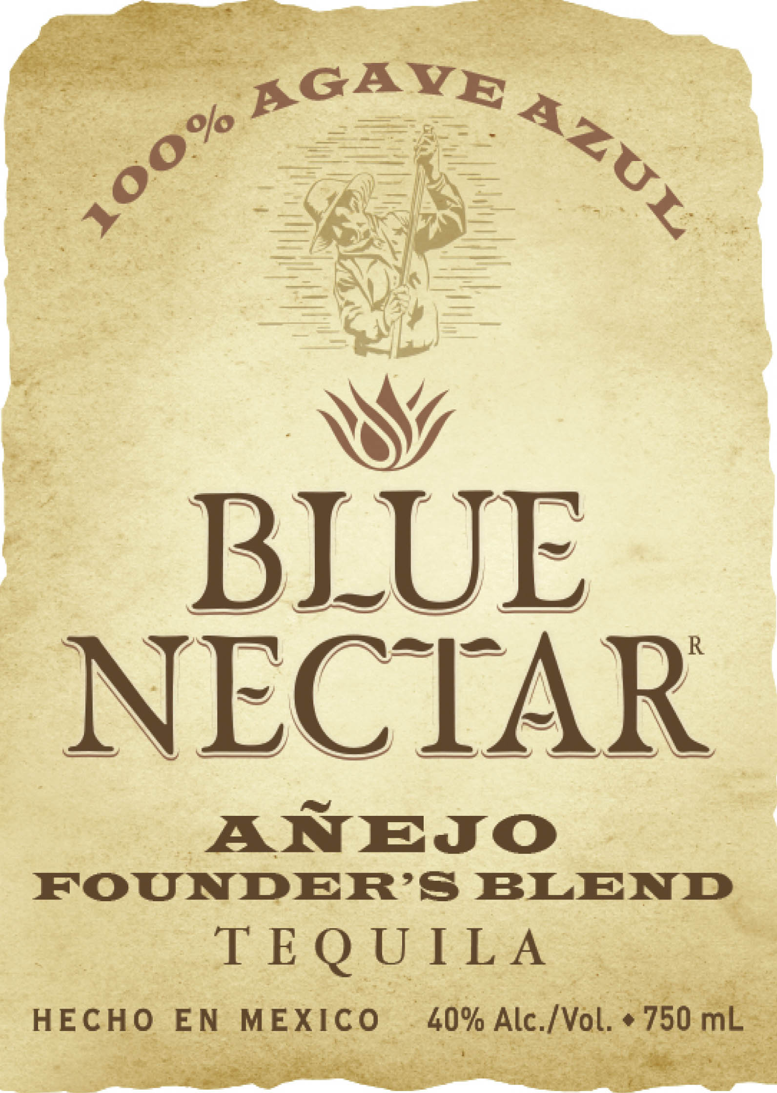 Blue Nectar - Añejo Founder's Blend Tequila label