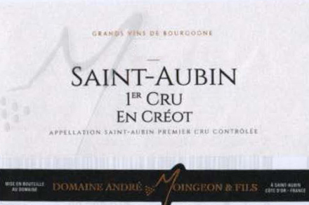 Domaine Andre Moingeon & Fils - Saint Aubin 1er Cru Rouge label