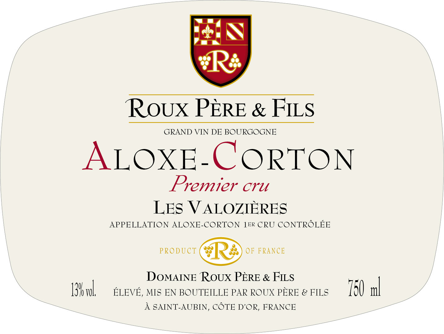 Famille Roux - Aloxe-Corton - 1er Cru Les Valozieres label