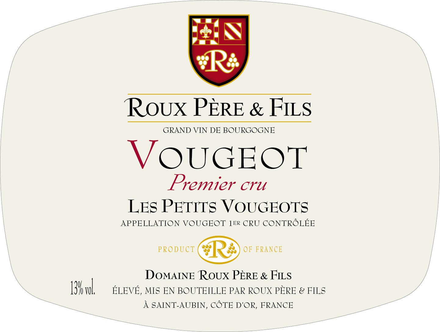 Famille Roux - Vougeot 1er Cru - Les Petits Vougeot label