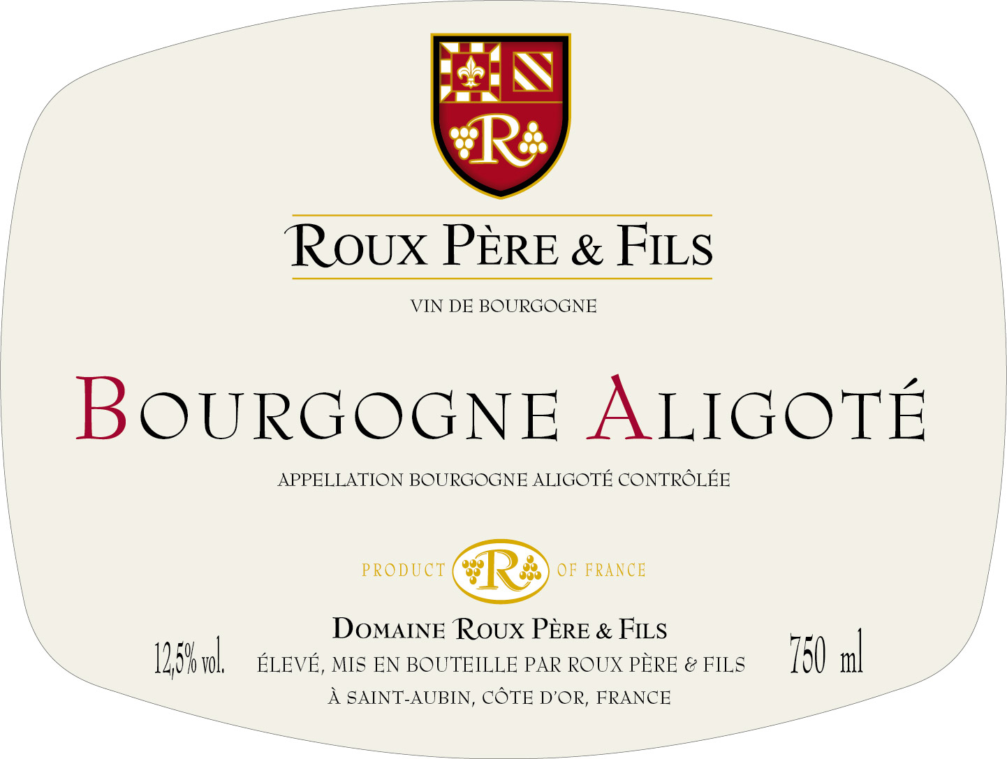 Famille Roux - Bourgogne Aligote Blanc label