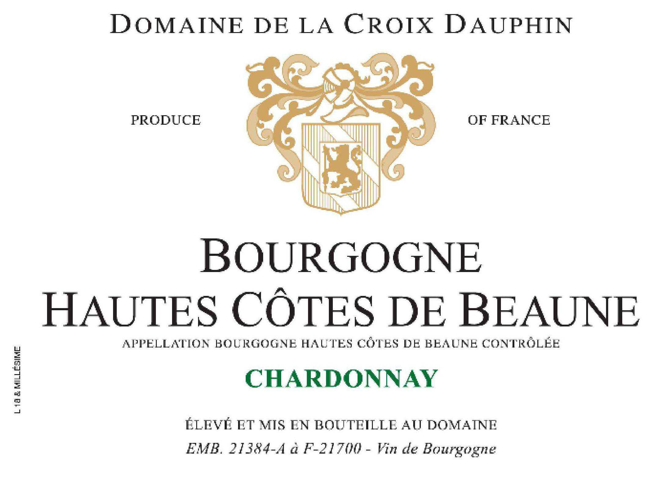 Domaine de la Croix Dauphin - Chardonnay label