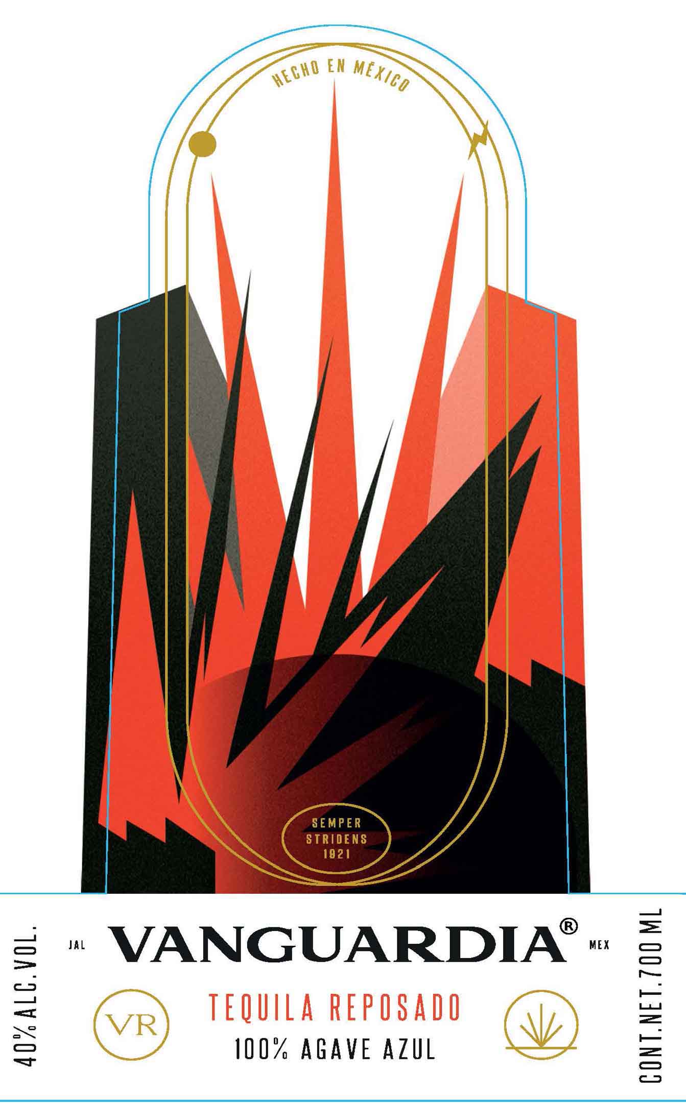 Vanguardia Tequila - Reposado label