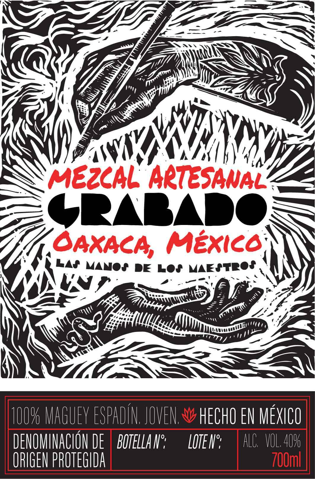 Grabado Mezcal Joven label
