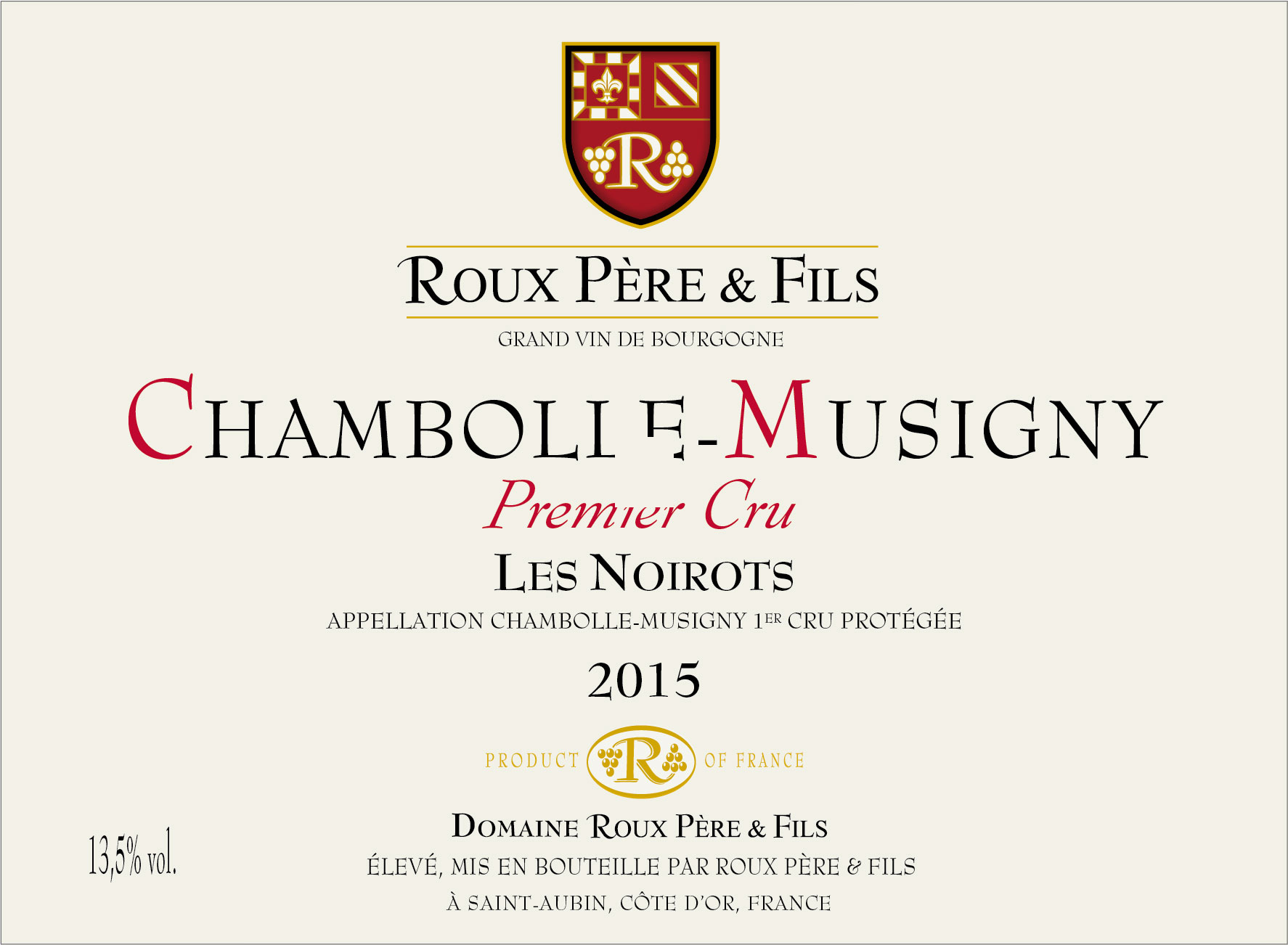 Famille Roux - Chambolle-Musigny - Les Noirots label