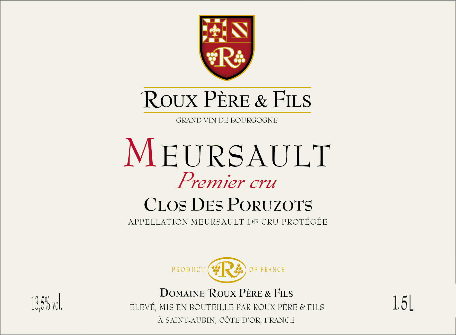 Famille Roux - Meursault 1er Cru - Clos des Poruzots label