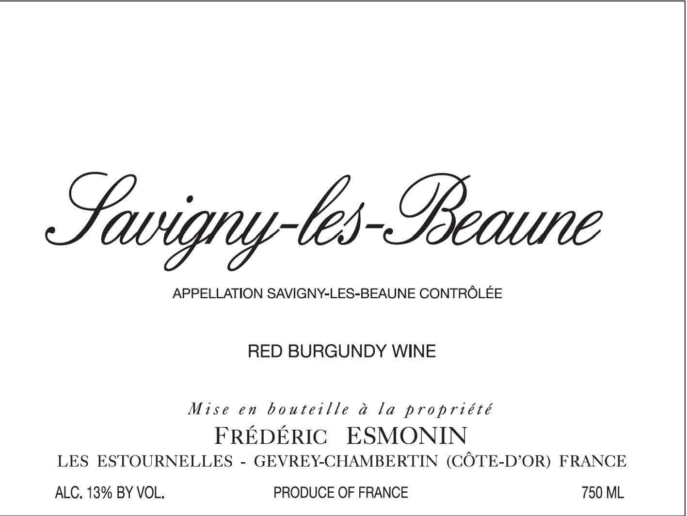 Frederic Esmonin - Savigny les Beaune label
