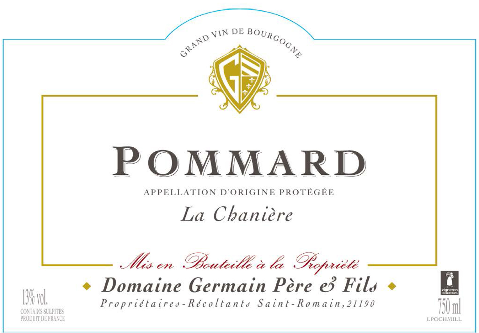 Domaine Germain Pere et Fils - Pommard La Chaniere label