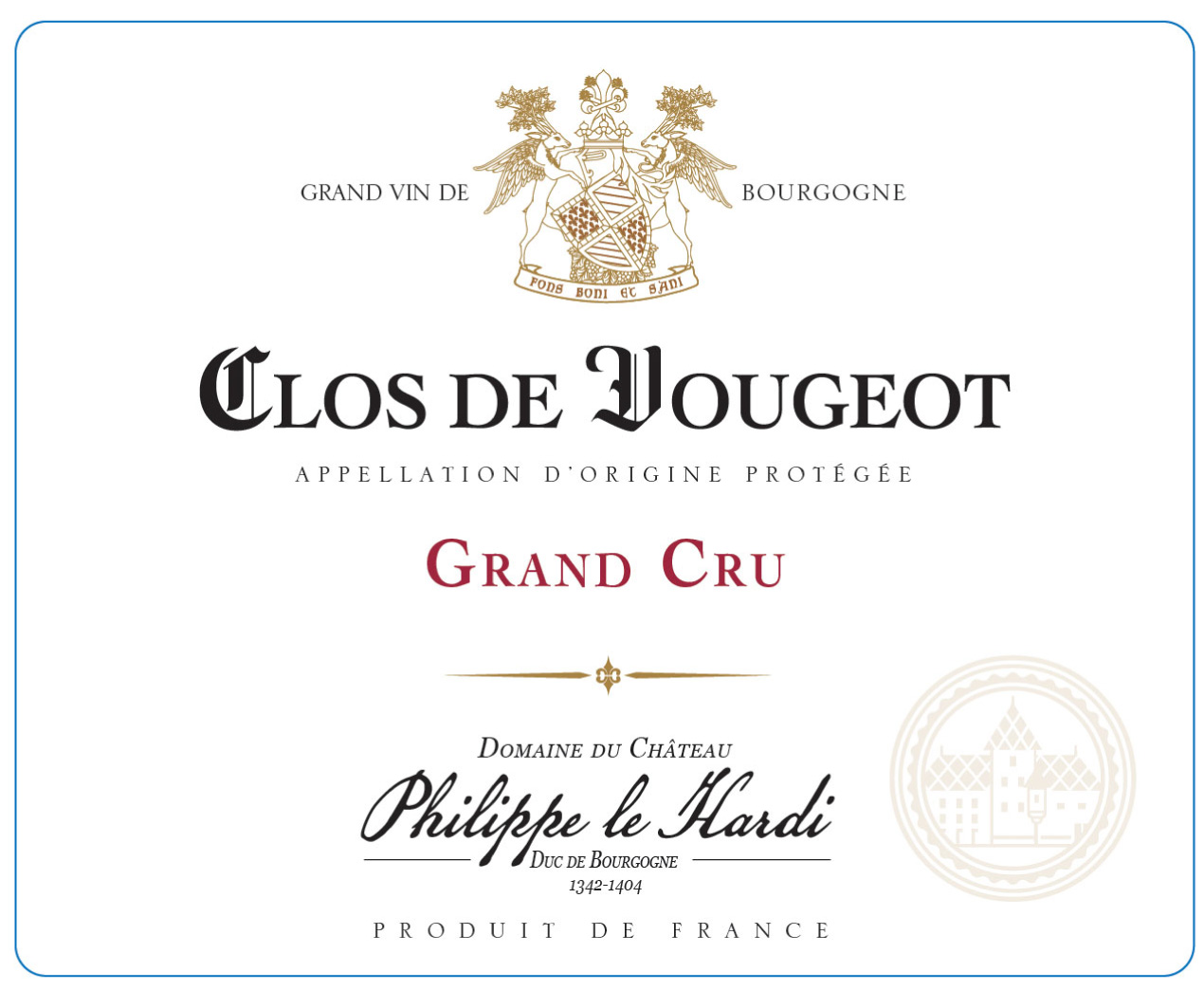 Domaine du Château Philippe le Hardi - Clos de Vougeot Grand Cru label