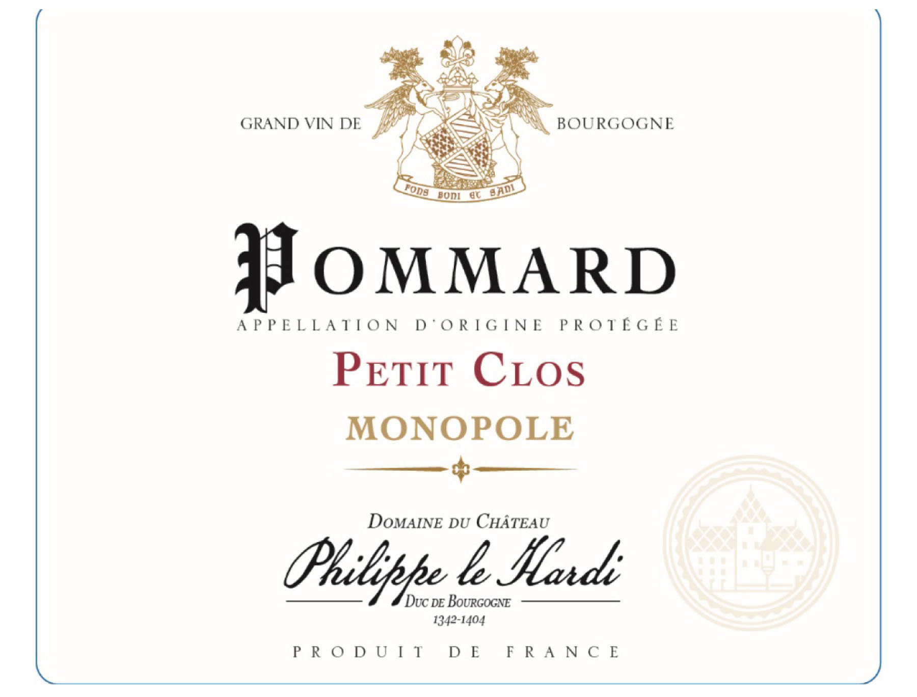 Domaine du Château Philippe le Hardi - Pommard Petit Clos Monopole label