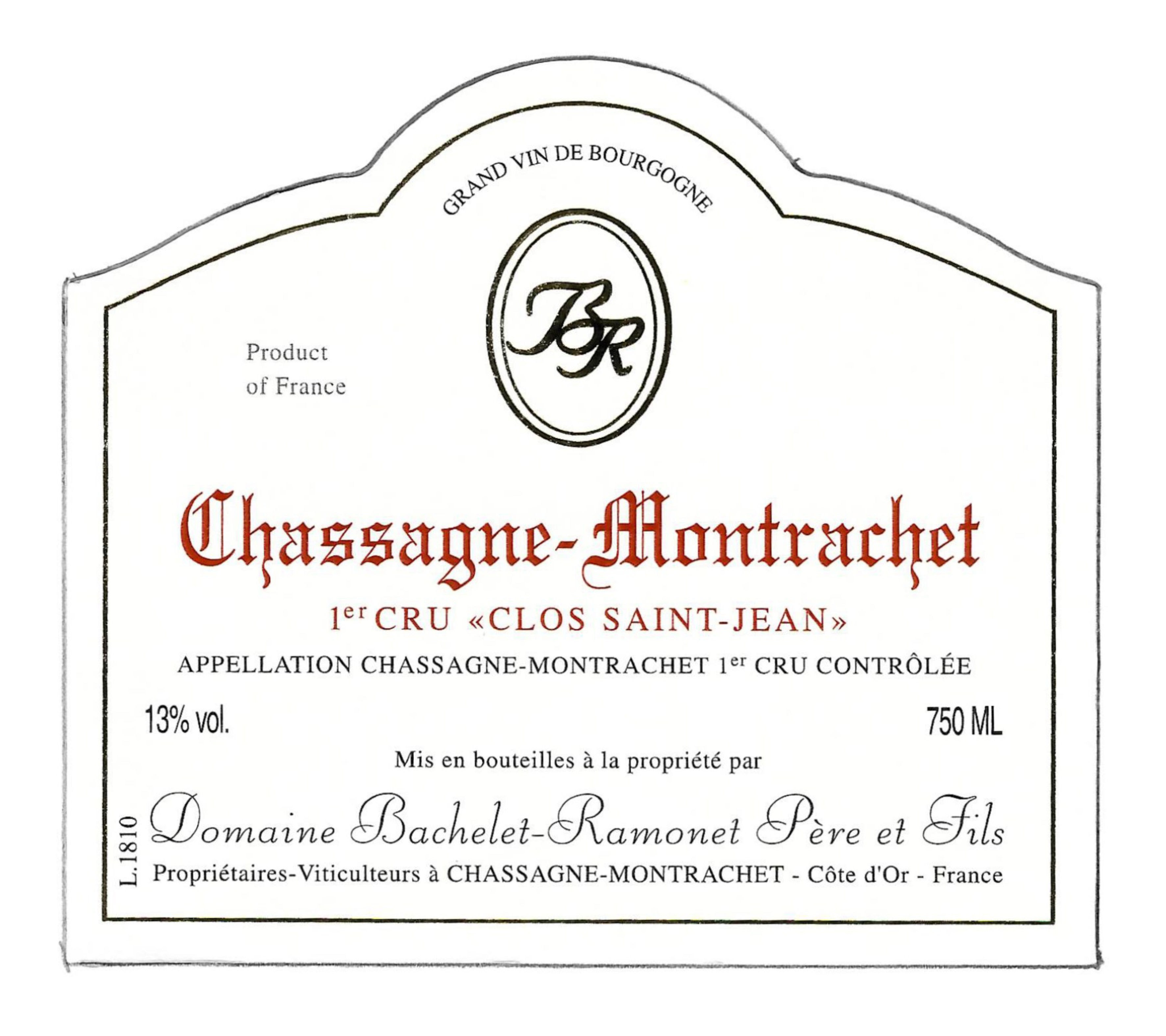 Domaine Bachelet Ramonet - Chassagne Montrachet  1er Cru Clos St Jean label