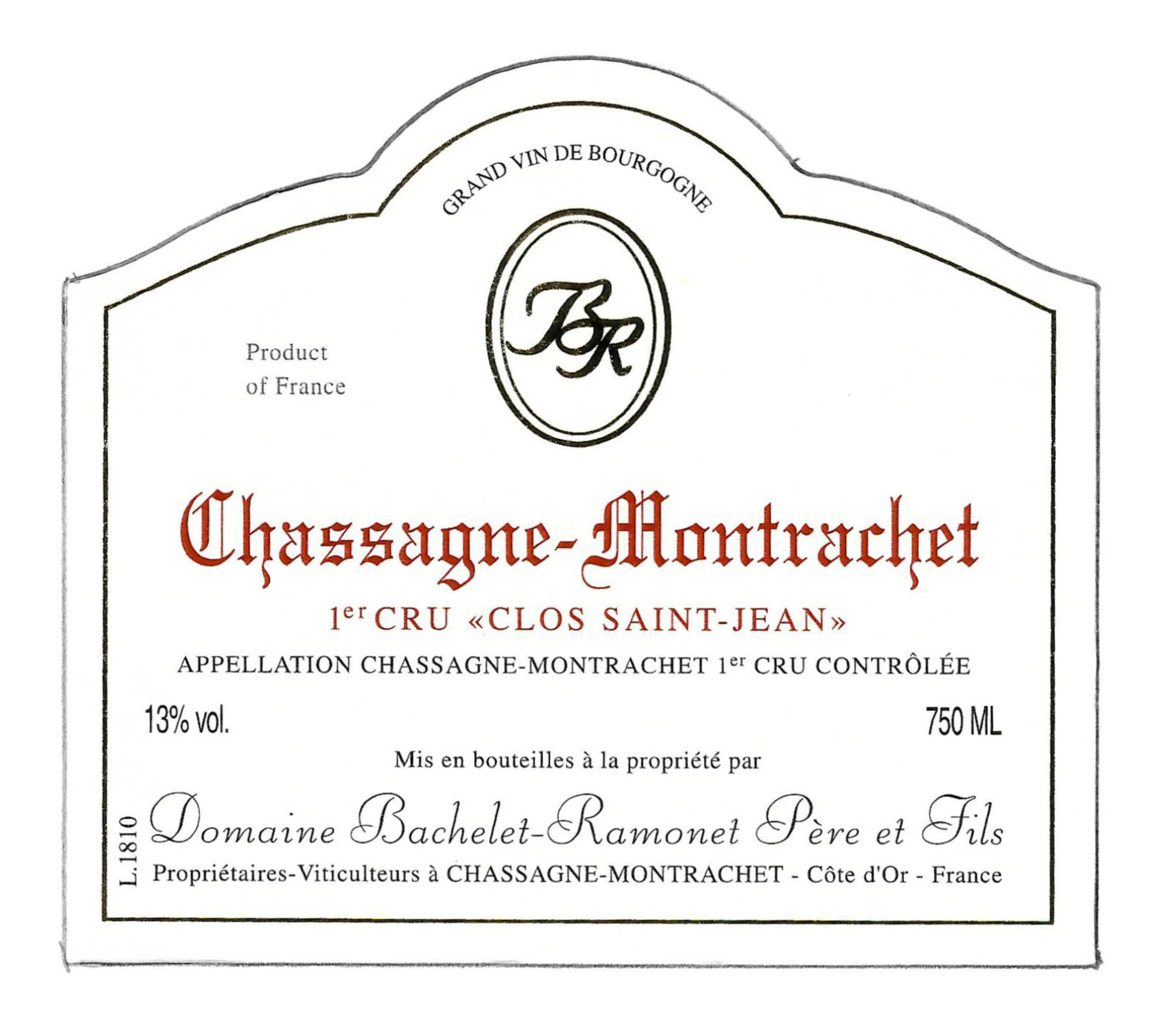 Domaine Bachelet Ramonet - Chassagne Montrachet 1er Cru Clos St Jean label