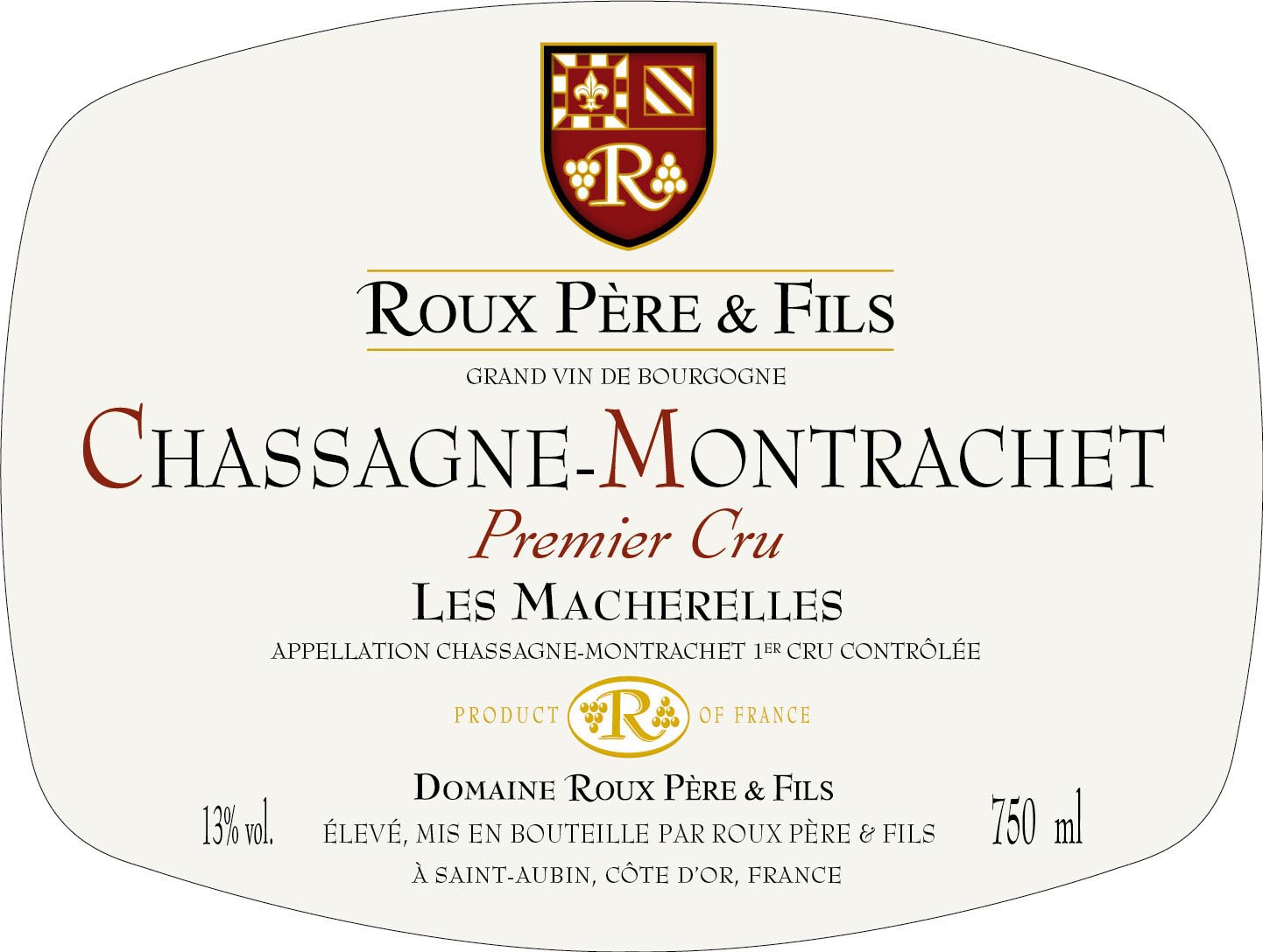 Domaine Roux - Chassagne-Montrachet 1er Cru les Macherelles Blanc label