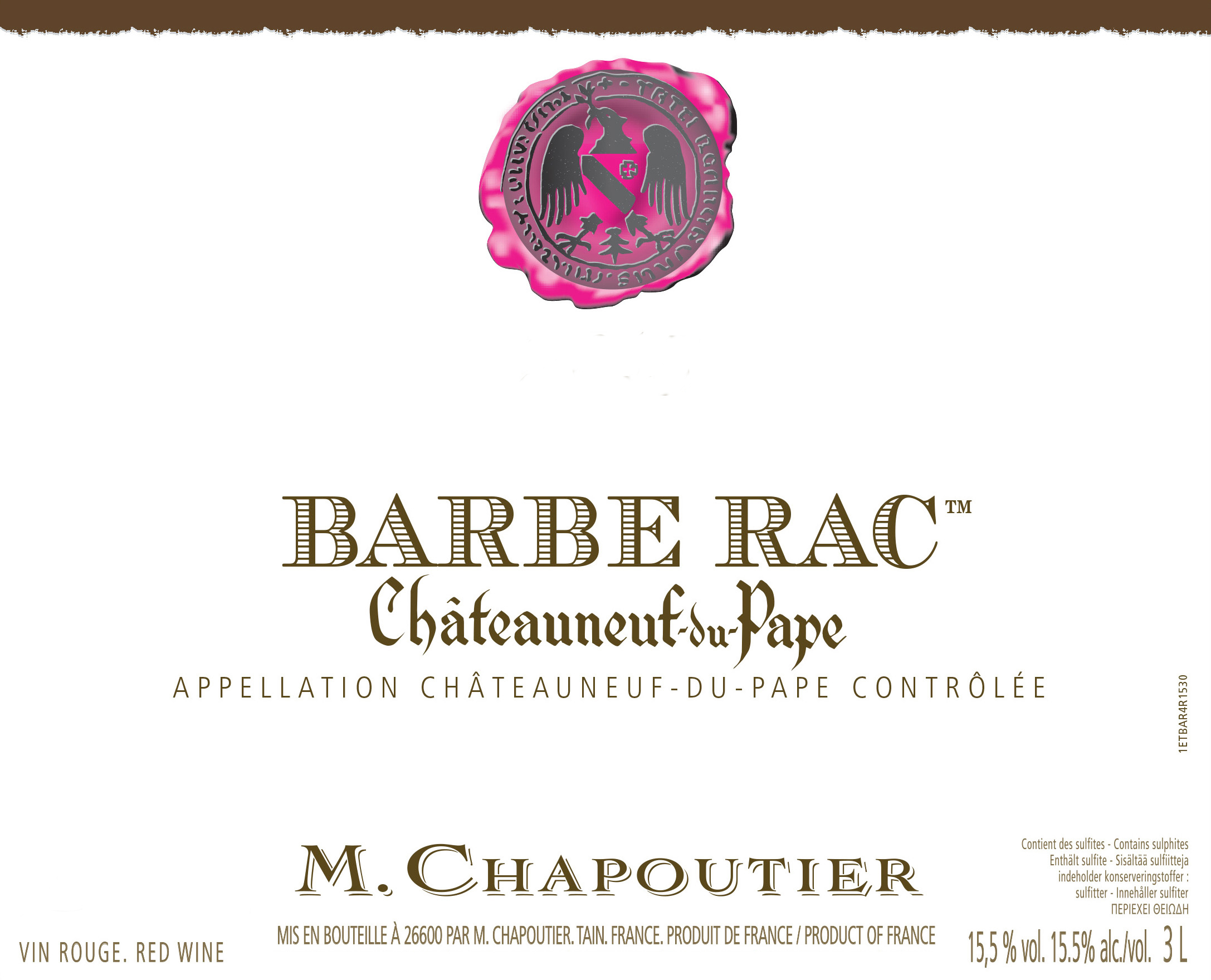 Chapoutier - Chateauneuf-du-Pape Barbe Rac label