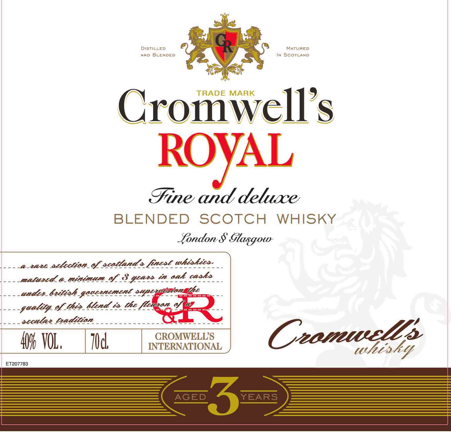 Cromwell's Royal - Scotch Whisky label
