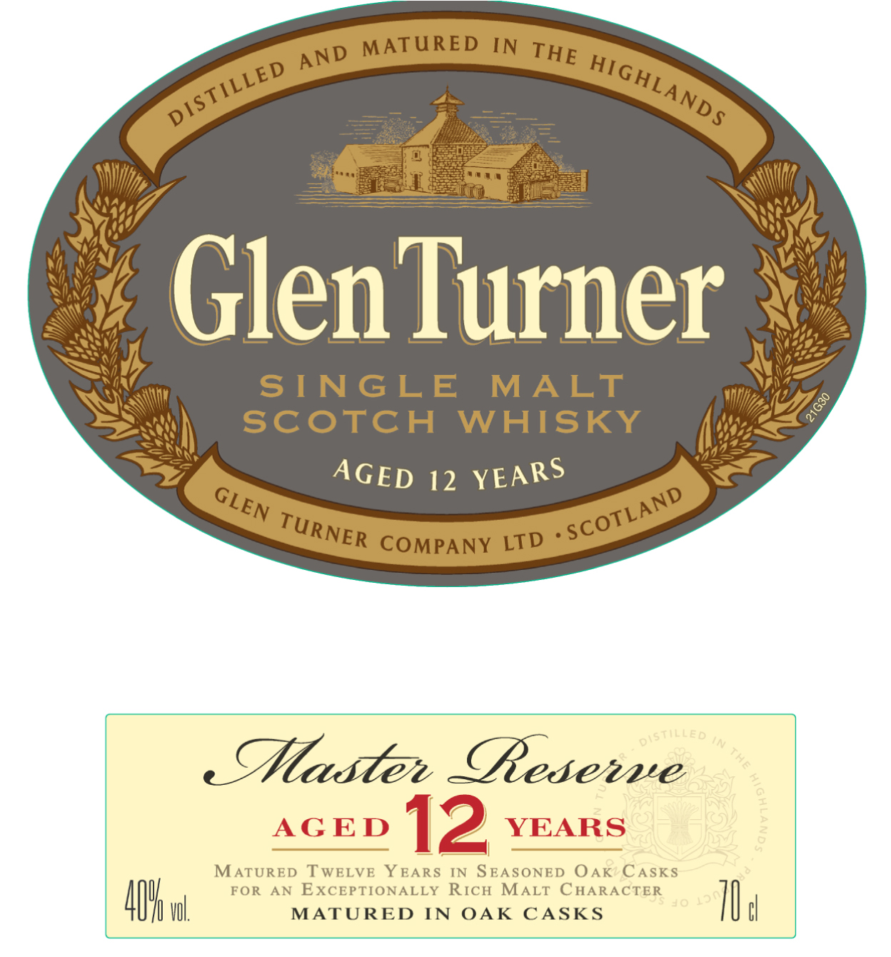 Glen Turner - Single Malt Scotch Whisky - Master Reserve 12 Year Old label