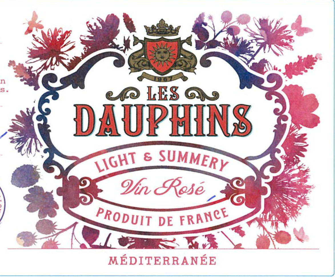 Les Dauphins - Grenache-Syrah Rose label