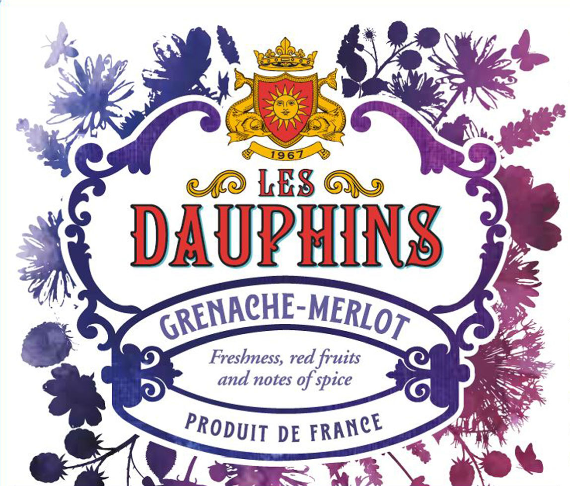 Les Dauphins - Grenache - Merlot label