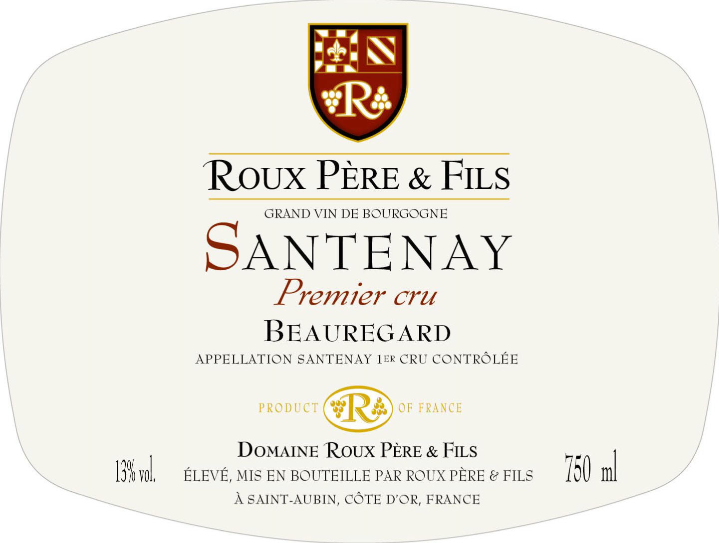 Domaine Roux - Santenay 1er Cru Blanc Beauregard label