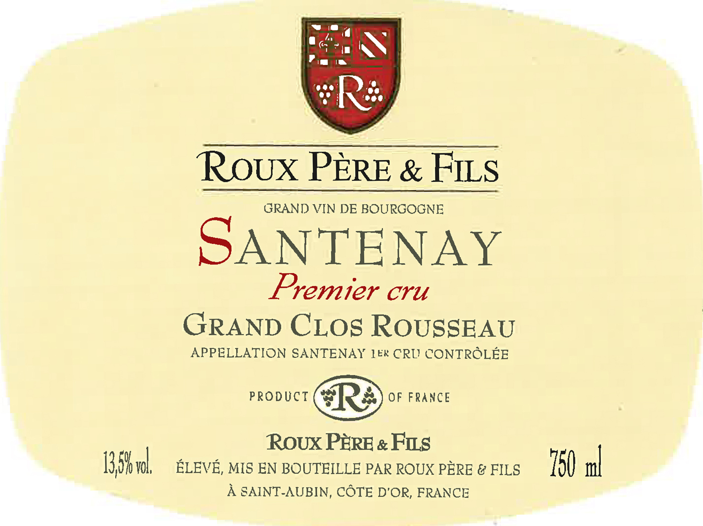 Roux Pere & Fils - Santenay 1er Cru Grand Clos Rousseau label