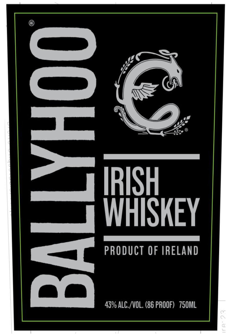 Ballyhoo Irish Whiskey label