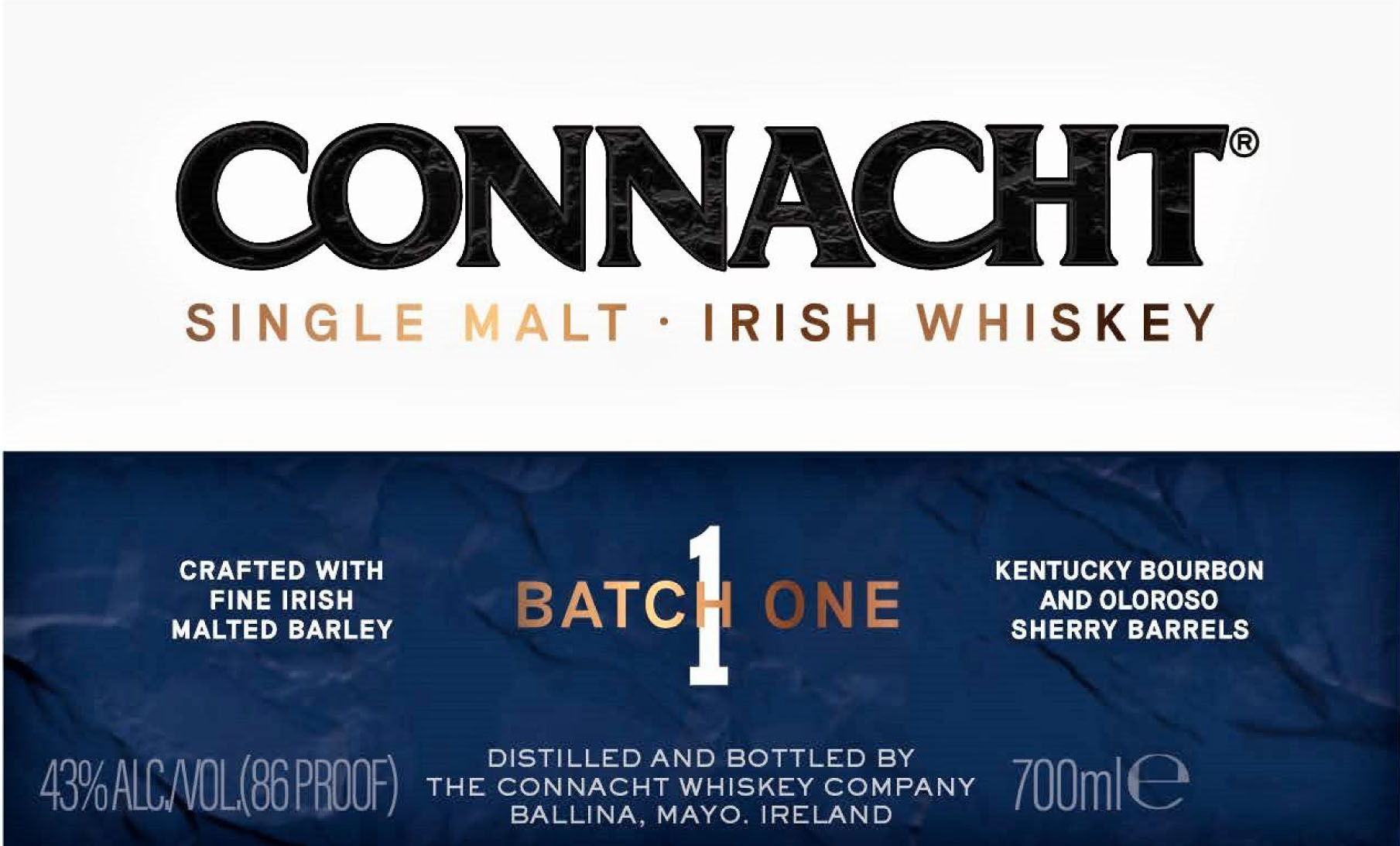 Connacht Batch One Single Malt Irish Whiskey label