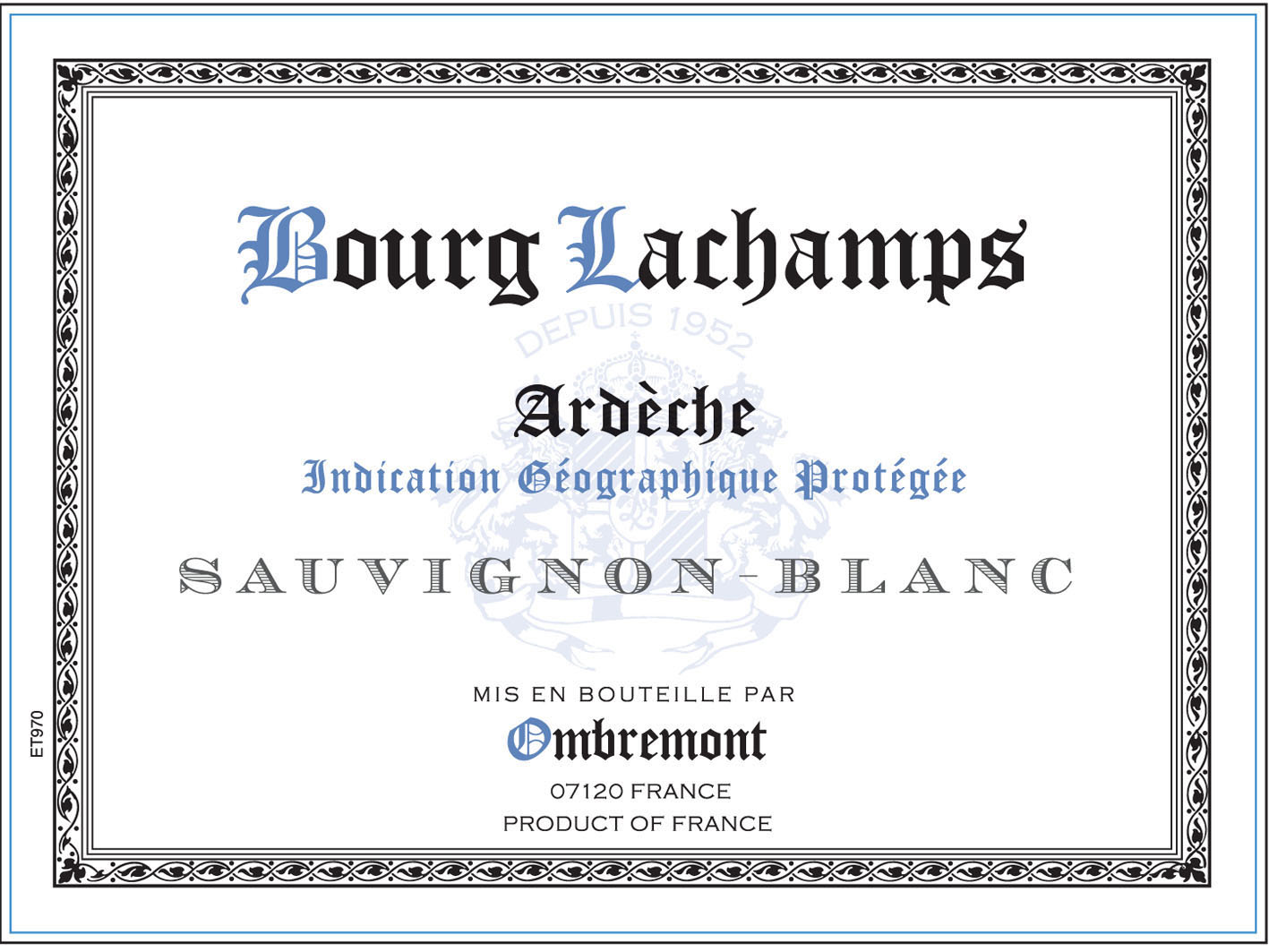 Ombremont Bourg Lachamps - Ardeche Sauvignon Blanc label