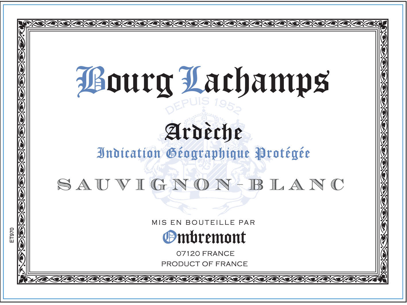 Ombremont Bourg Lachamps - Ardeche Sauvignon Blanc label